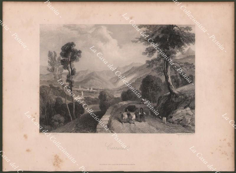 Carrara. Veduta panoramica. Dall'opera di Brockedon, circa 1840