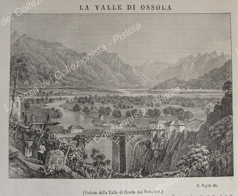 VAL D'OSSOLA, Piemonte. Veduta. Poliorama Pittoresco 1843. Intero fascicolo
