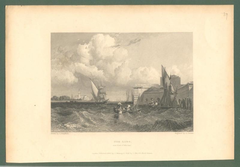 VENEZIA 1832. "THE LIDO AND PORT S.t NICOLAS". Incisione di J. Cousen. Londra 1832.