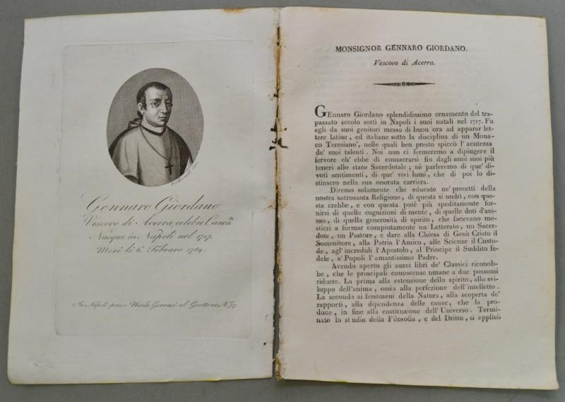 REGNO DI NAPOLI. Campania. MONSIGNOR GENNARO GIORDANO. Napoli 1717 - 1789. Vescovo di Acerra.