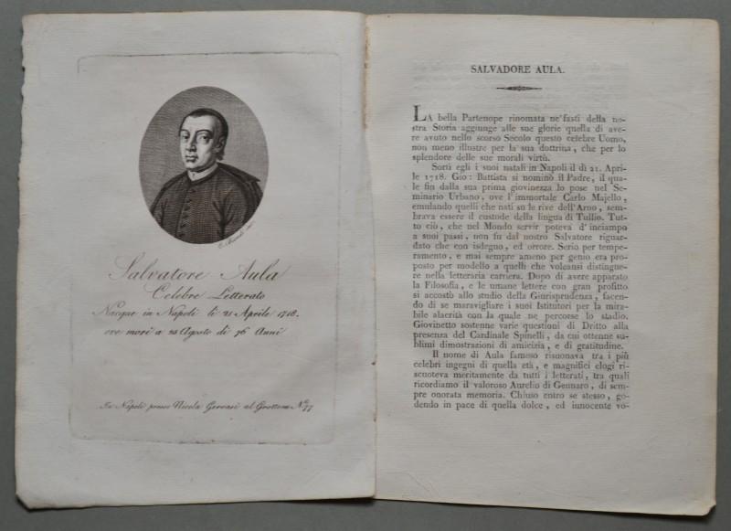 REGNO DI NAPOLI. Campania. SALVADORE AULA. Napoli 1718 - 1794. Letterato