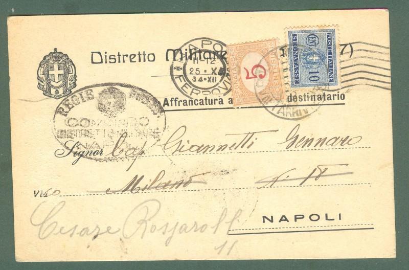 Storia postale Regno. SEGNATASSE REGNO 2 emissioni su cartolina...