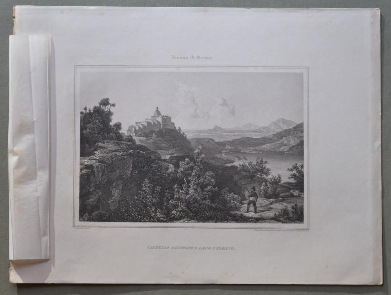 DINTORNI ROMA. "Castello Gandolfo e Lago d'Abano". Veduta generale, circa 1855