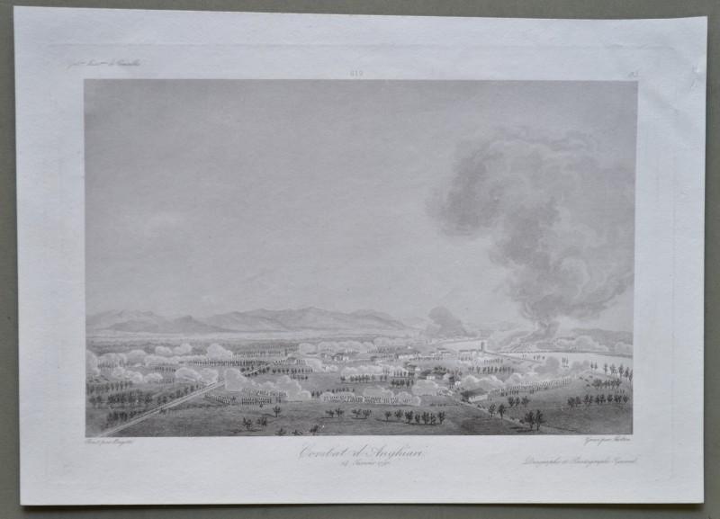 ANGHIARI, Arezzo. "Combat d’Anghiari. 14 Janvier 1797". Disegnata da  P.G. Bagetti. Circa 1840