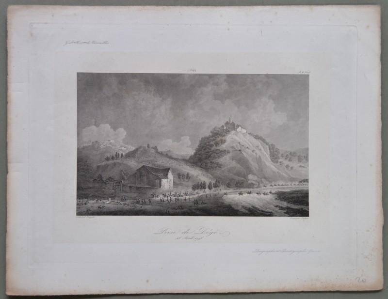 DEGO, Savona. Prise de Dego. 16 Avril 1796. Disegnato da P.G. Bagetti. Circa 1840.