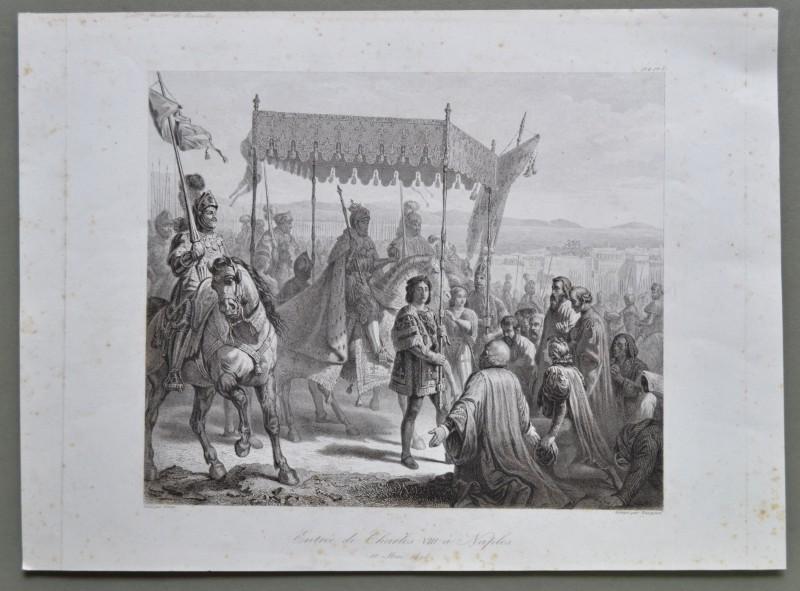 NAPOLI. "Entrée de Charles VIII a Naples". Disegnata da P.G.Bagetti. Circa 1840.