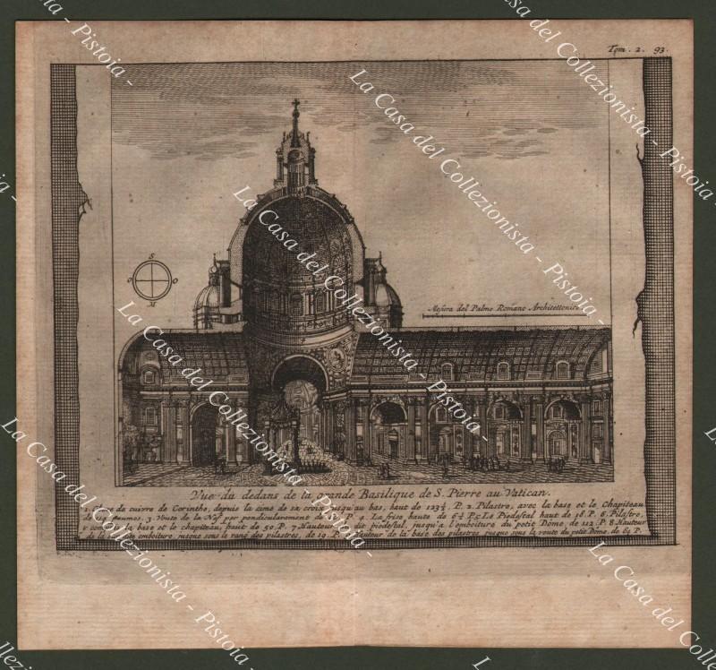 LAZIO - ROMA. "Vue du dedans de la grande Basilique de S Pierre au Vatican...". Acquaforte De Rogissart, Amsterdam, 1707.