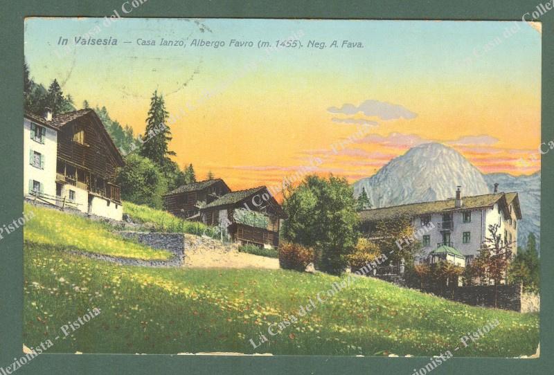Piemonte. CASA IANZO, Alagna Valsesia, Vercelli. Albergo Fauro. Cartolina d'epoca viaggiata