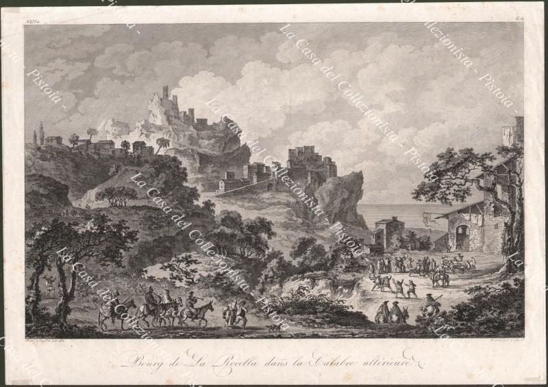 Calabria. Bourg de La Rocella dans la Calabre ulterieure. Incisione dall'opera di Saint-Non, anno 1836