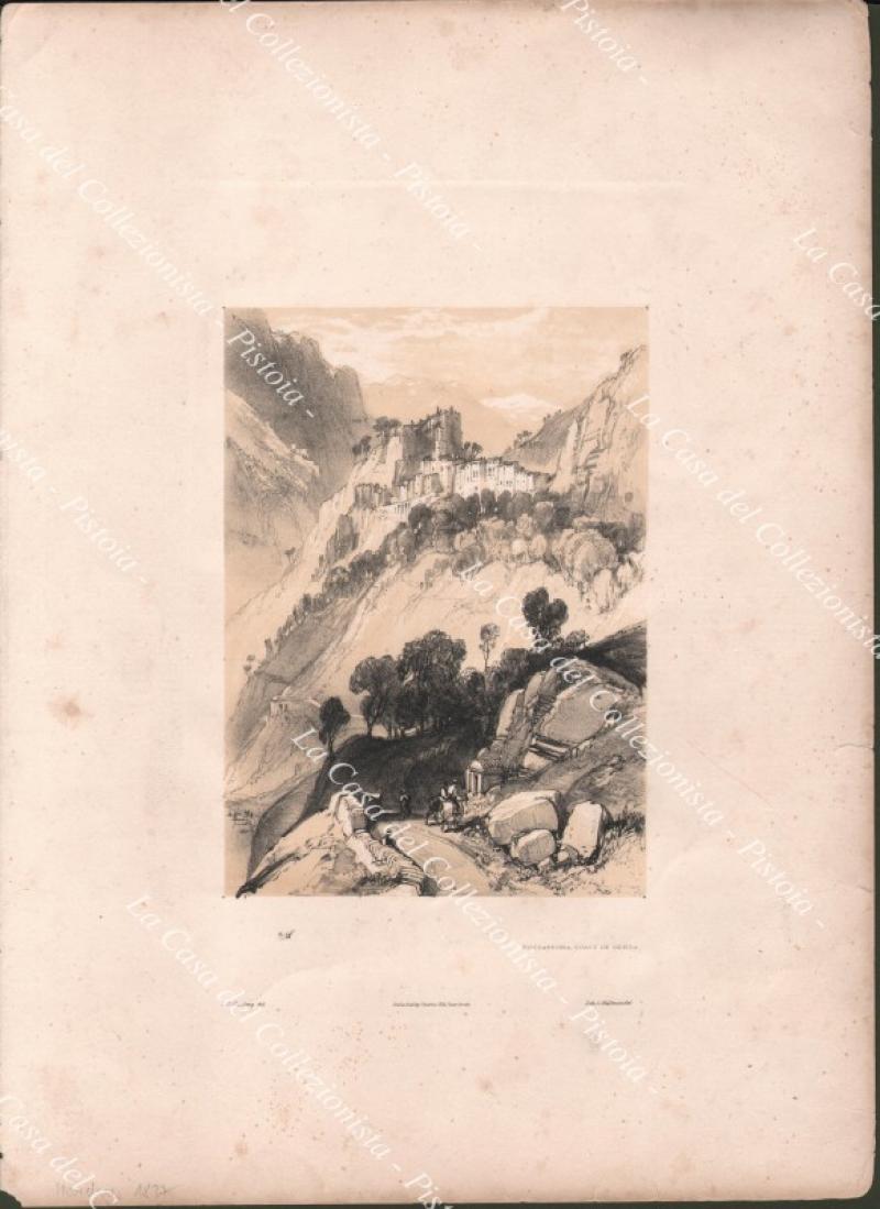 FRANCIA, COSTA AZZURRA. ROCCABRUNA COAST OF GENOA. Litografia, circa 1840