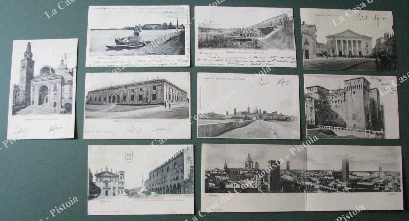 Lombardia. MANTOVA città. Unico destinatario. 9 cartoline d'epoca tutte viaggiate 1900-1902. Una doppia.