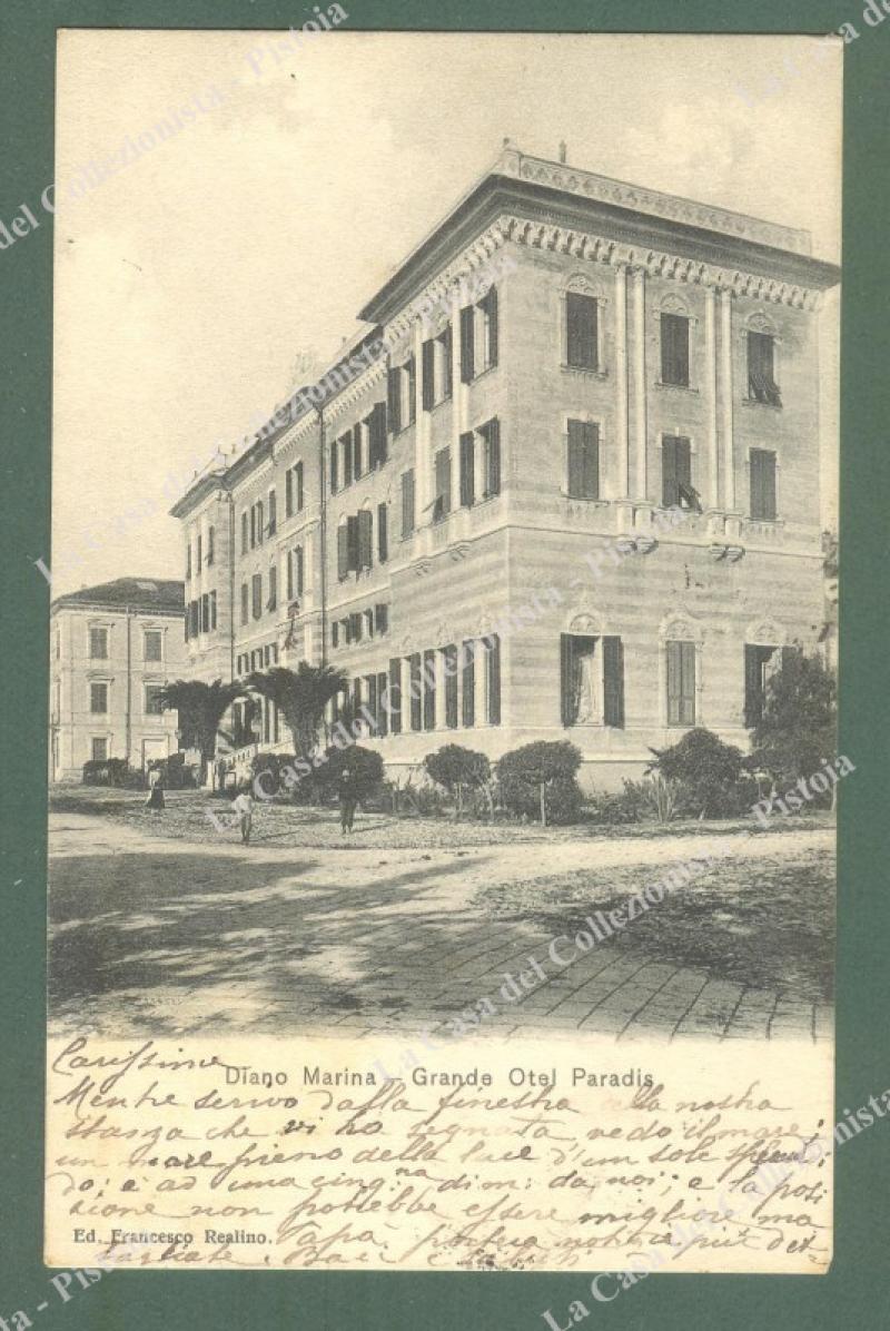 Liguria. DIANO MARINA, Savona. Hotel Paradis. Cartolina d'epoca viaggiata nel 1907