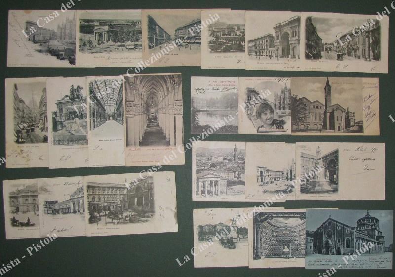 Lombardia. MILANO. 22 cartoline d'epoca tutte viaggiate 1899-1900