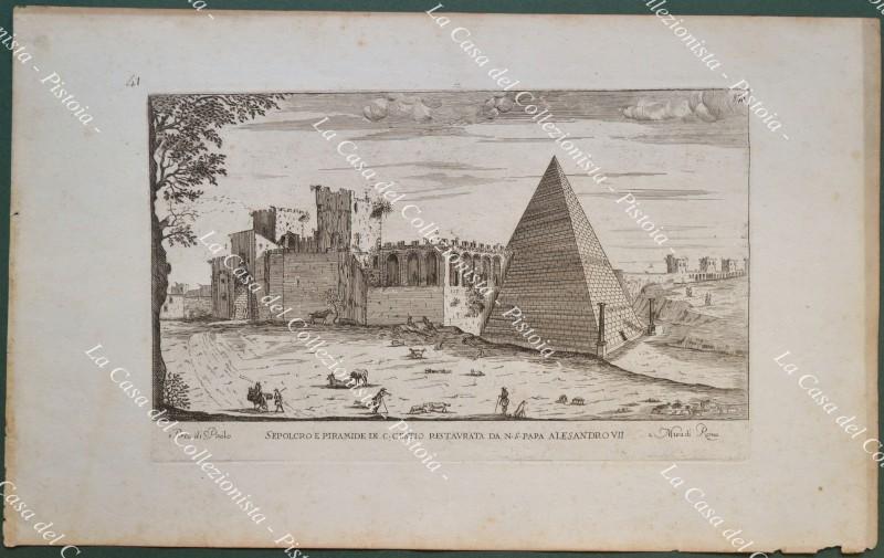 Lazio - Roma. SEPOLCRO E PIRAMIDE DI C. CESTIO RESTAURATA DA N. S. PAPA ALESSANDRO VII