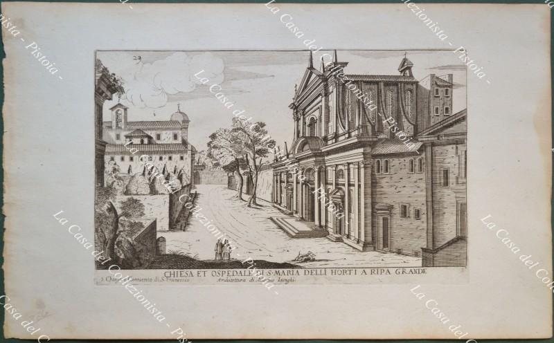 Lazio - Roma. CHIESA ET OSPEDALE DI S. MARIA DEGLI ORTI A RIPA GRANDE. Acquaforte, anno 1686