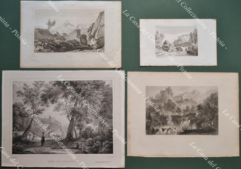Lazio. SUBIACO. Quattro incisioni della prima metà del 1800.