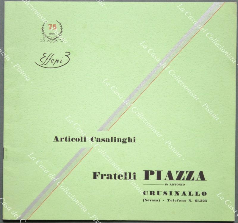 CRUSINALLO, Novara. Pubblicità. FRATELLI PIAZZA articoli casalinghi. Catalogo del 1955