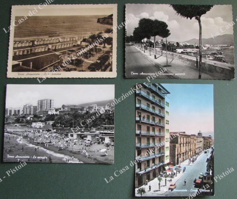 Campania. TORRE ANNUNZIATA, Napoli. 4 cartoline d'epoca formato grande viaggiate nel 1954-1962.