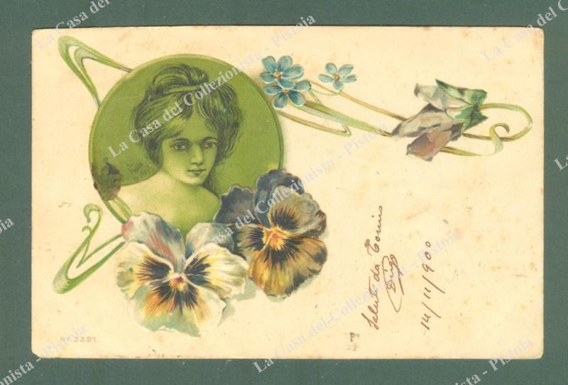 CARTOLINA A RILIEVO. Viaggiata nel 1900.