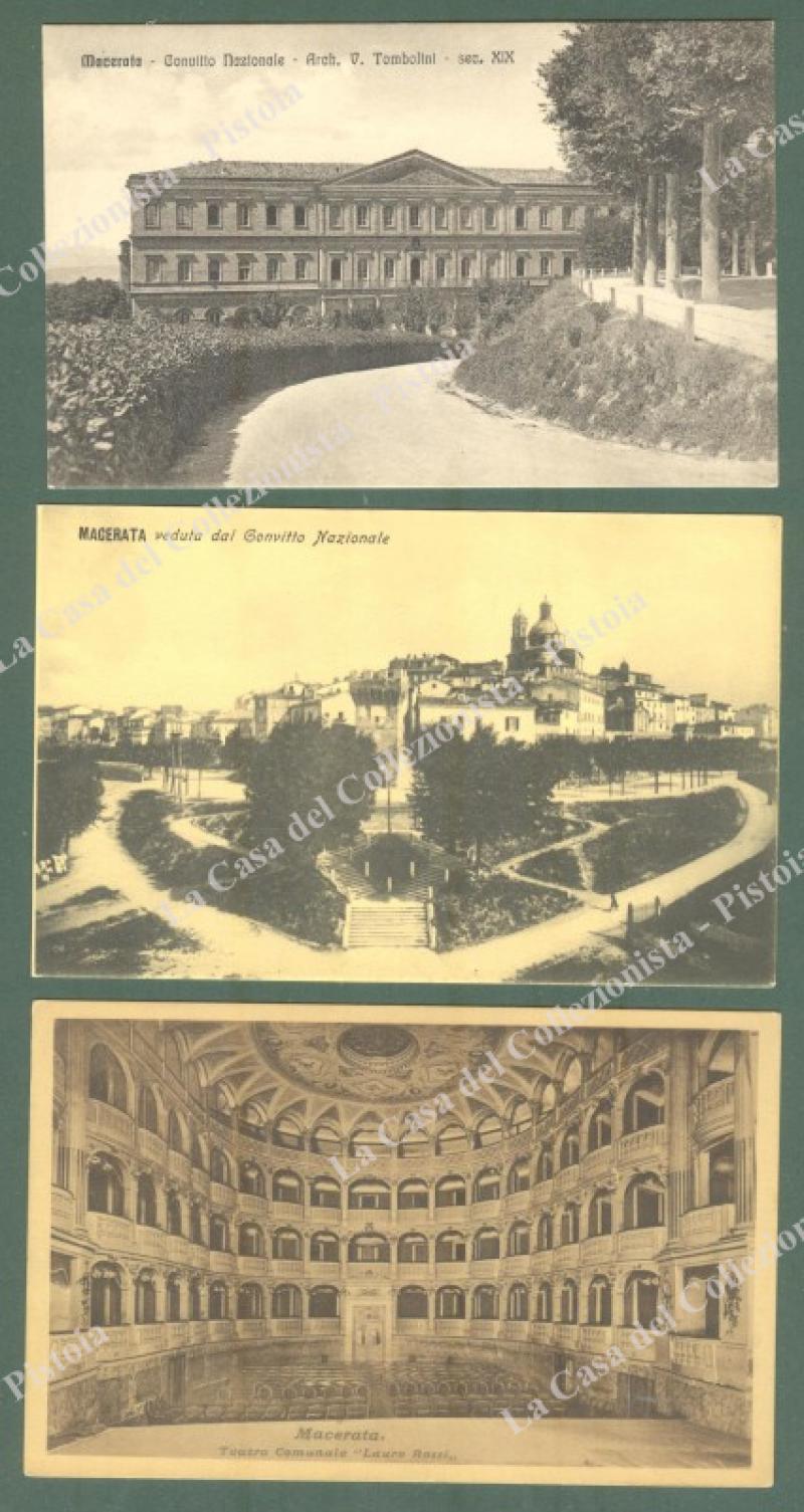 Marche. MACERATA. 3 cartoline d'epoca non viaggiate, circa 1930.