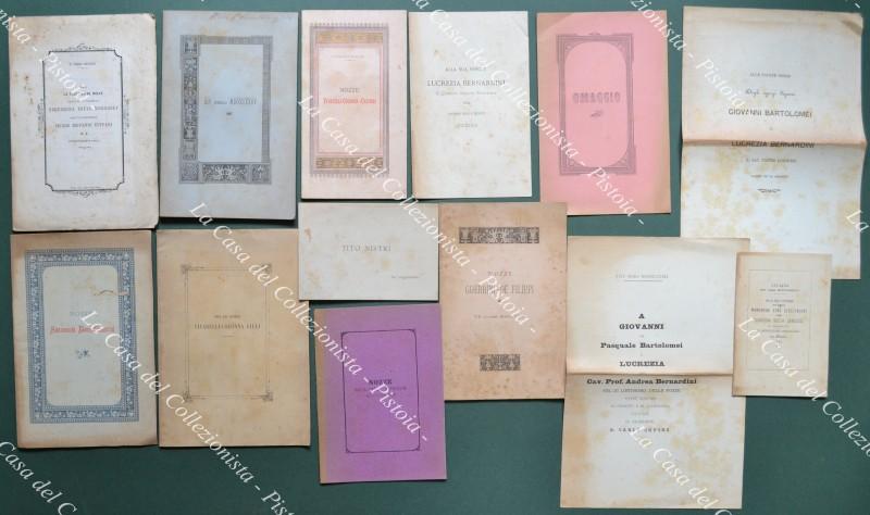 PER NOZZE. 12 opuscoli, di vario formato e numero di pagine, stampati a Firenze, Pistoia, Lucca, Pisa, tra il 1879 ed il 1893.