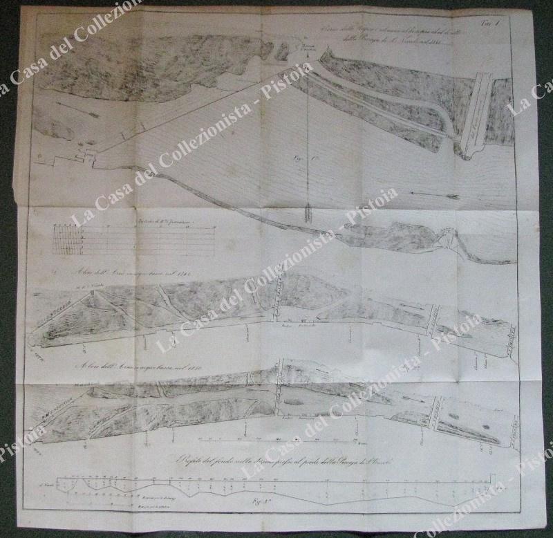 PESCAIA DI SAN NICCOLO', Arno, Firenze. Tavolo più volte ripiegata, datata 1841