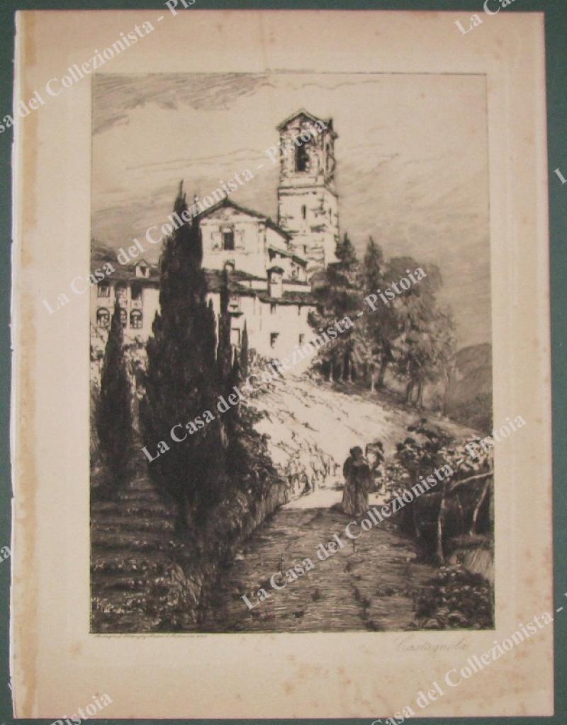 SVIZZERA. Castagnola, presso Lugano, Canton Ticino. Incisione, Londra, The Art Journal, circa 1880.