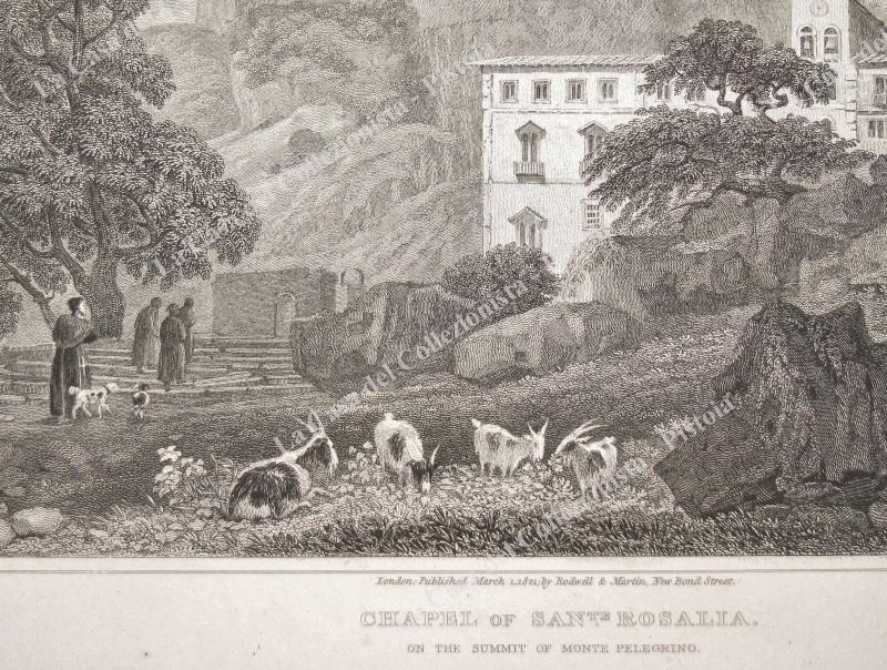 PALERMO dintorni. 1823. "CHAPEL OF SAN.te ROSALIA". Incisione tratta dall'opera di M.Light