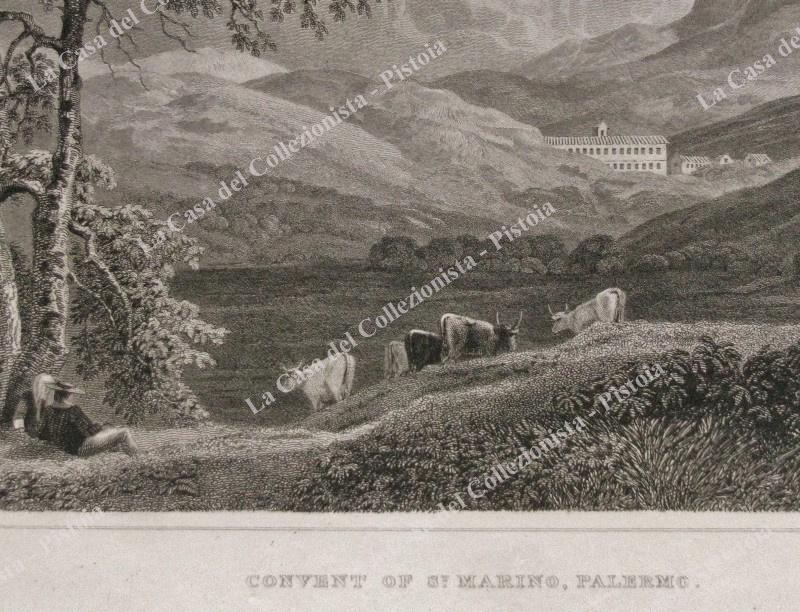 PALERMO dintorni. 1823. "CONVENT OF St. MARINO, PALERMO". Incisione tratta dall'opera di M.Light