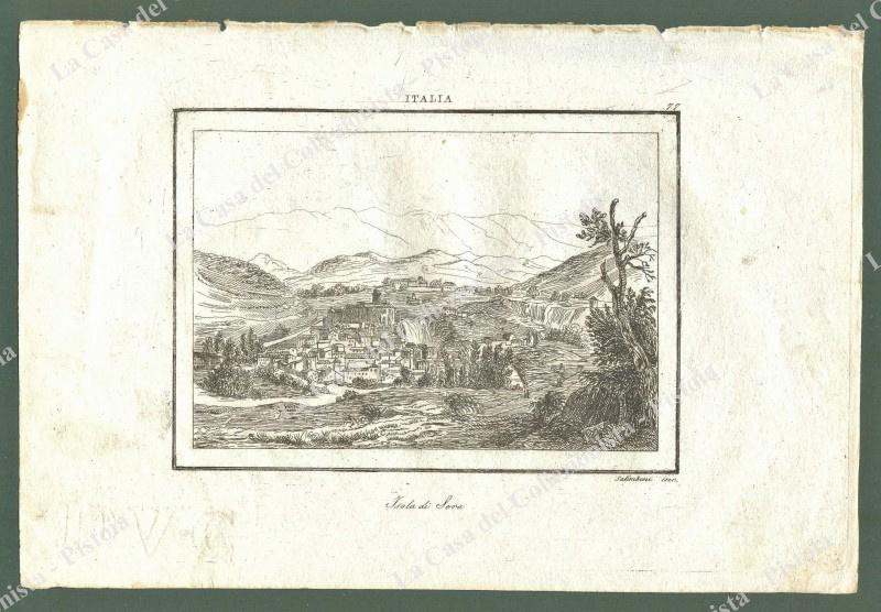 ISOLA DI SORA, Frosinone. Panorama. Da Artaud, circa 1835