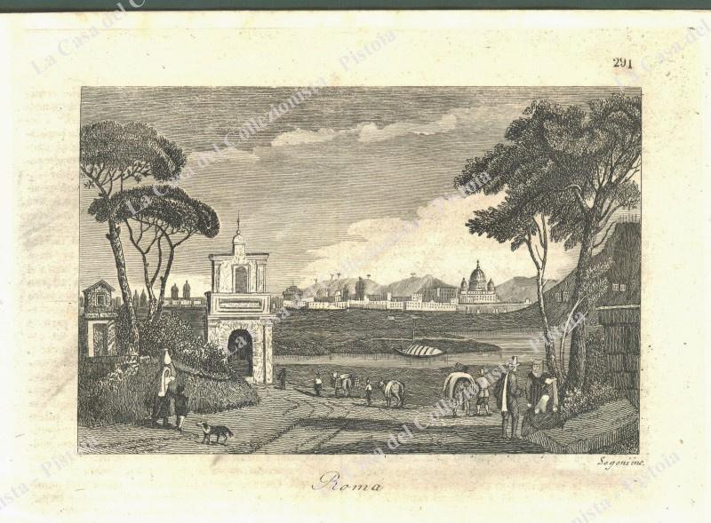 ROMA. "Roma". Acquaforte tratta da L'Omnibus Pittoresco del 1841.