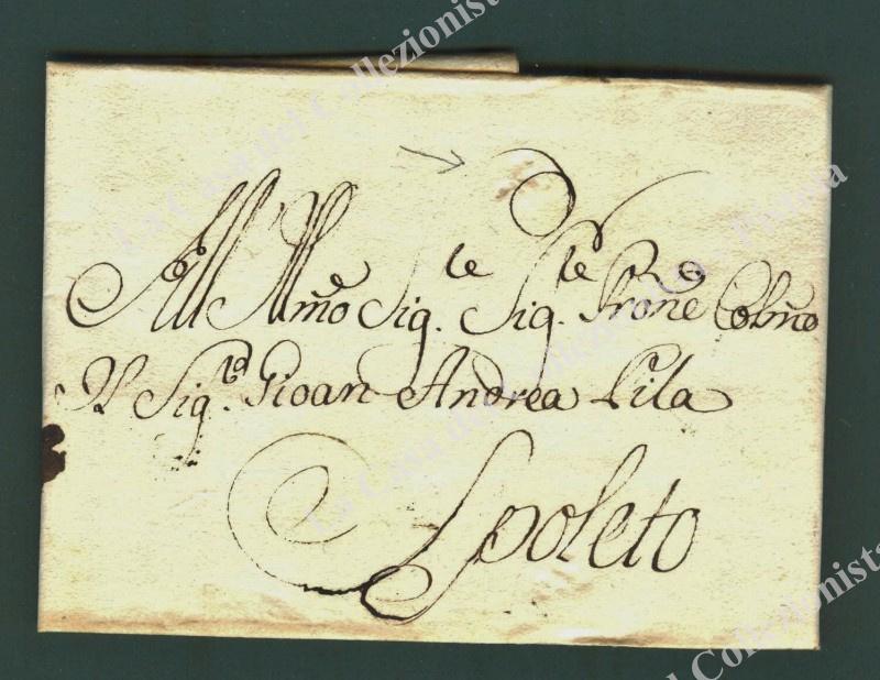 UMBRIA. Bollo a secco dell'appaltatore postale su lettera del 1786 da Roma a Spoleto.
