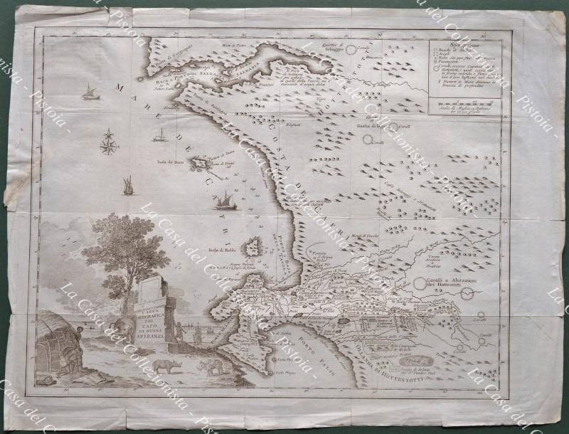 SUD AFRICA. Carta geografica origianale. "CARTA GEOGRAFICA DEL CAPO DI BUONA SPERANZA". Venezia, Salmon circa 1750.