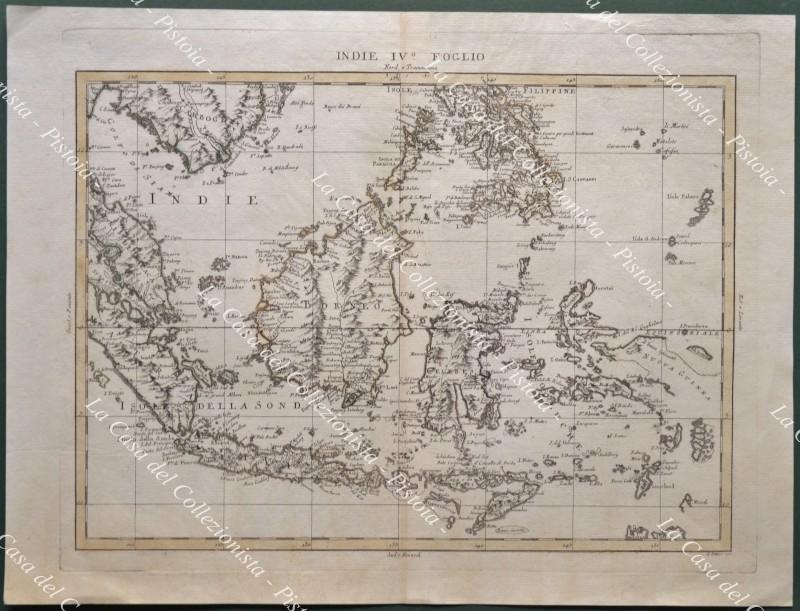 ASIA. ISOLE DELLA SONDA, FILIPPINE. Carta geografica originale. "IV° FOGLIO DELLE INDIE". Venezia, Antonio Zatta circa 1780.
