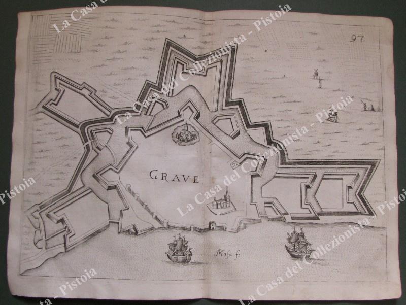 OLANDA. Pianta topografica della città di "GRAVE". Acquaforte anno 1683