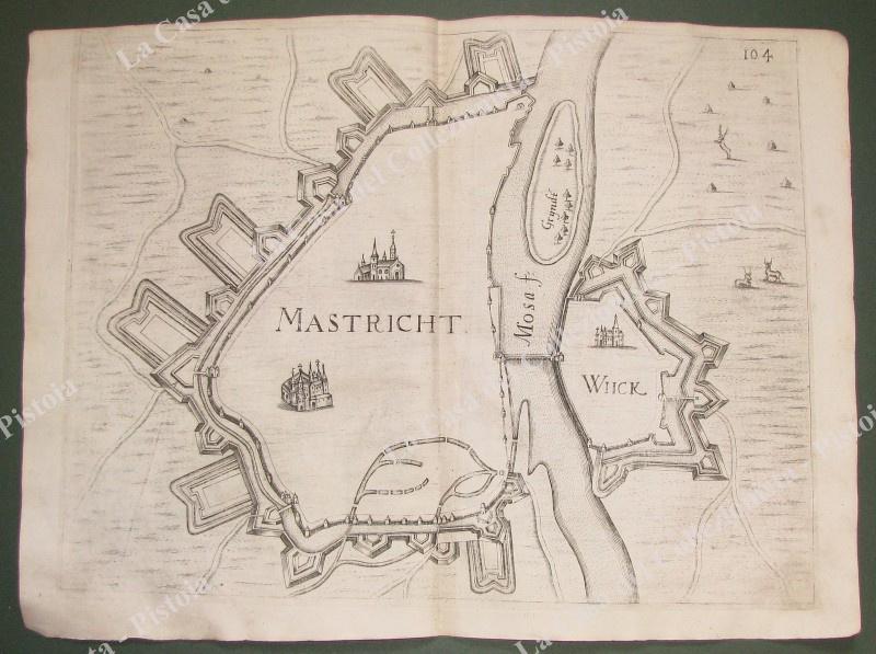 OLANDA. Pianta topografica della città di "MASTRICHT".Acquaforte anno 1683