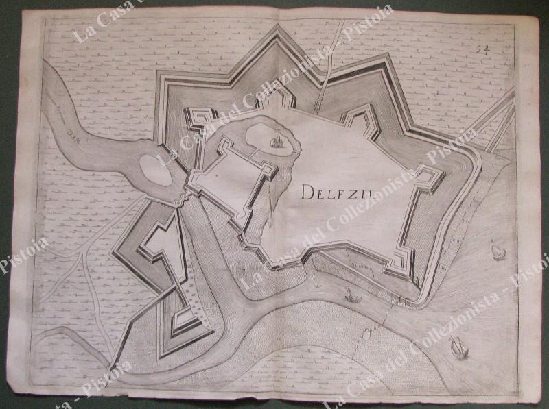 OLANDA. Pianta topografica della città di "DELFZIL". Acquaforte anno 1683