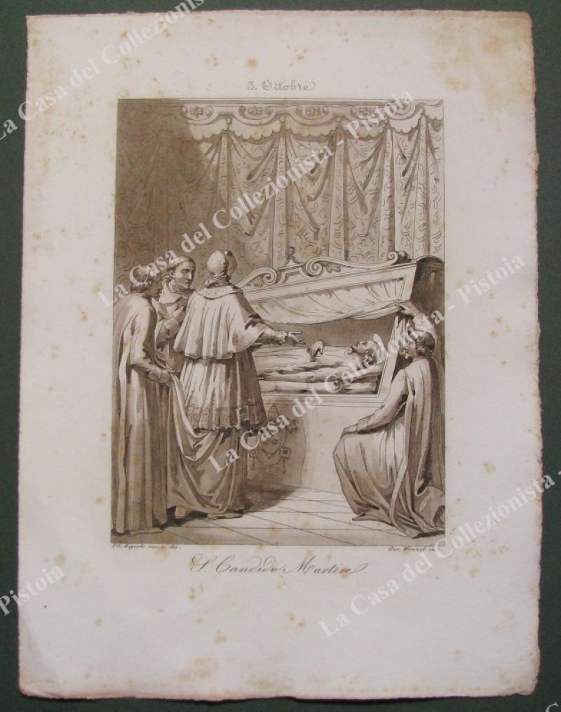 S. CANDIDO MARTIRE, Patrono di Fucecchio. Acquatinta in color seppia, Wenzel, circa 1840