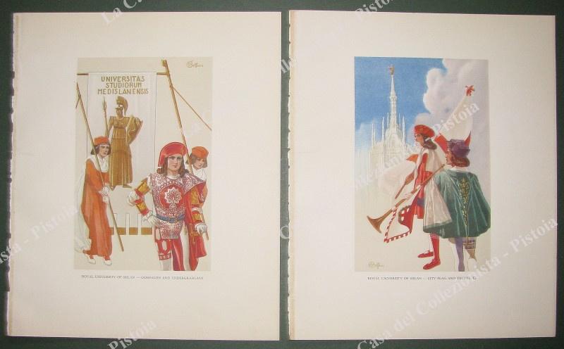 MILANO. Reale Università. 2 tavole dis. da E.Bottaro, circa 1930