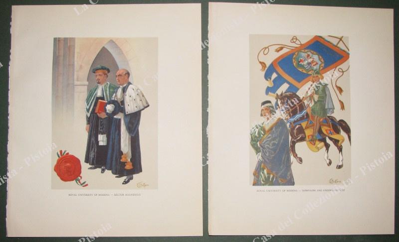 MODENA. Reale Università. 2 tavole dis. da E.Bottaro, circa 1930