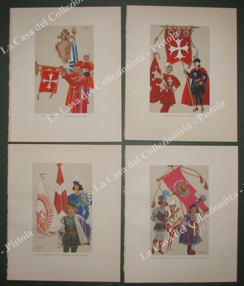 PISA. Reale Università. 4 tavole dis. da E.Bottaro, circa 1930