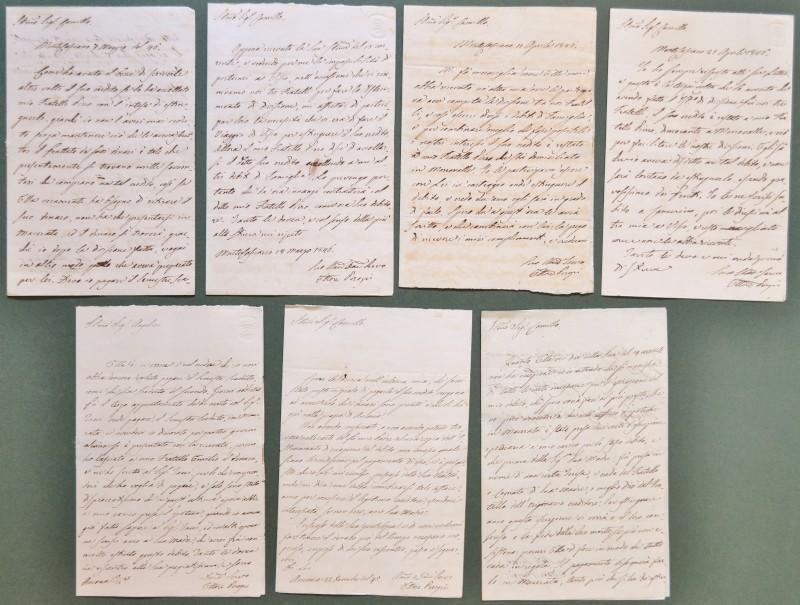 Marche, Montecassiano, Macerata. PEROZZI ETTORE. 7 lettere per Camerino e Visso del dicembre 1845/maggio 1846.