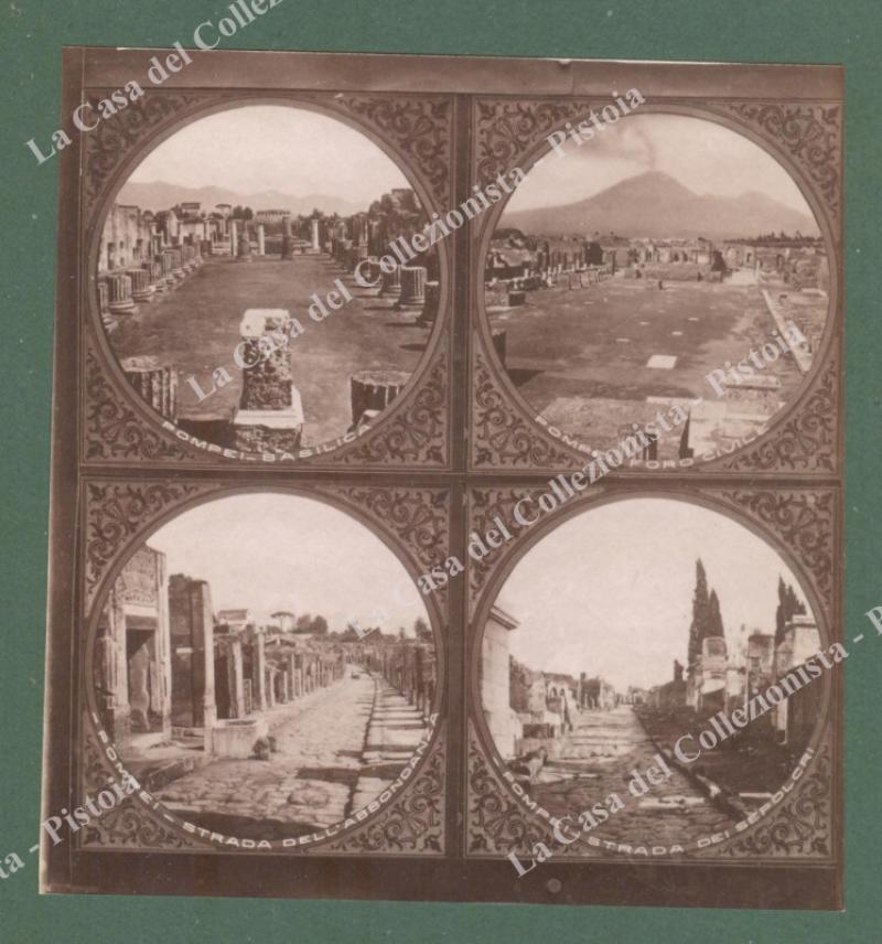 POMPEI. Circa 1880. Quattro immagini. Foto originale all'albumina di cm 10x10.