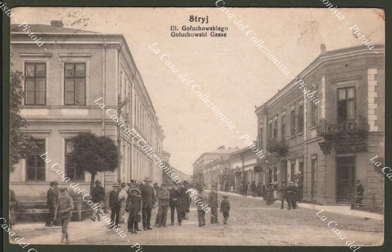 Ucraina, STRYJ. Goluchowski Gasse. Cartolina d'epoca viaggiata, circa 1916.