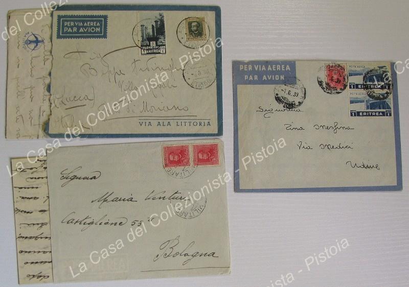 ERITREA. 3 lettere aeree per l'Italia