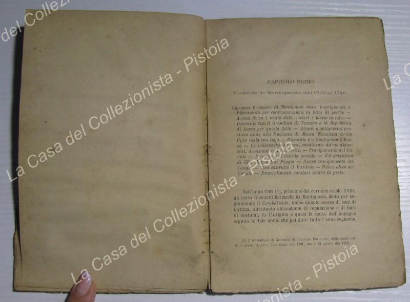 (Toscana) BERTOCCHI BARTOLOMMEO. RAGGUAGLI STORICI DI MONTIGNOSO DI LUNIGIANA DAL 1701 AL 1784. Lucca, Tip. del Serchio, 1884.