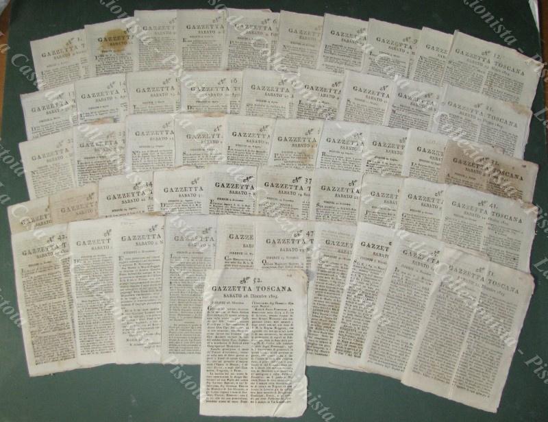 GAZZETTA TOSCANA. ANNATA 1805. Periodico settimanale dal 1776. Firenze da Giuseppe Pagani. Creato dal Governo Toscano per testimoniare la nuova politica riformatrice dei Lorena.