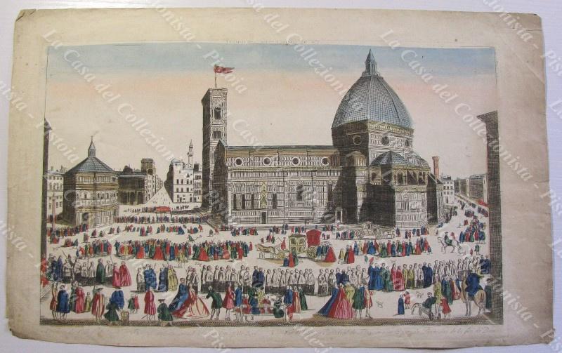 VEDUTA D’OTTICA. FIRENZE. “Vue de L’Eglise Cathedral de Florence...”. Acquaforte, seconda metà ‘700.