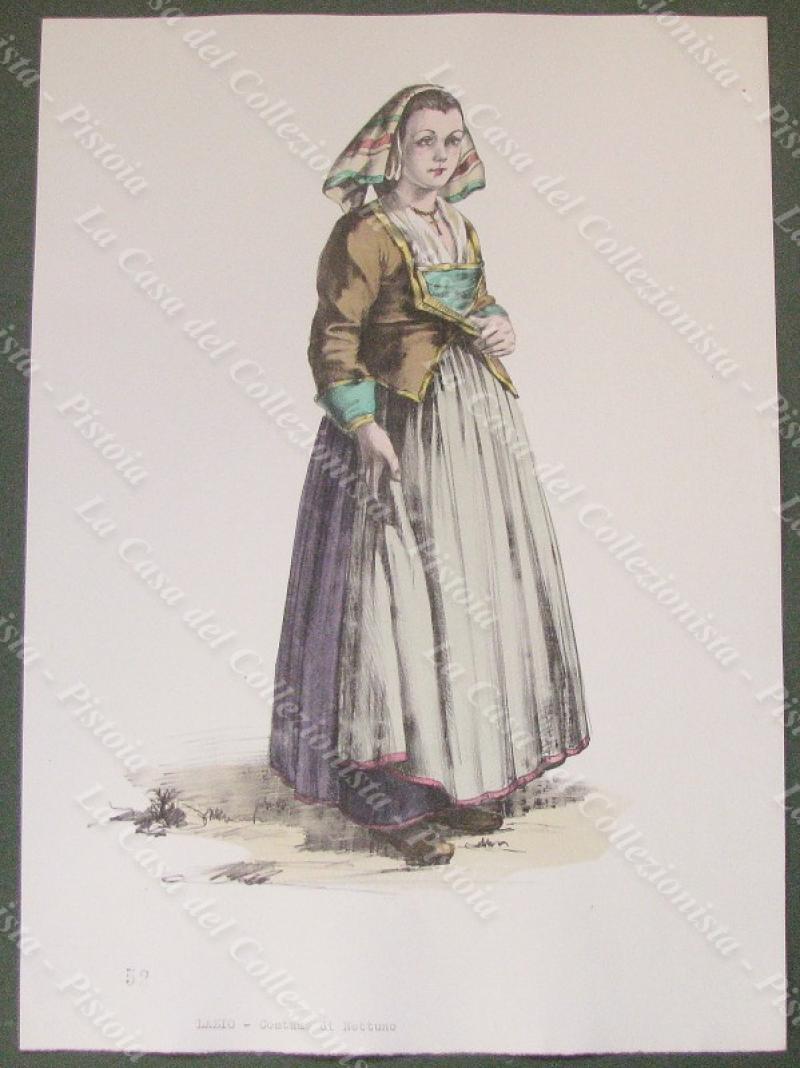 LAZIO. COSTUME DI NETTUNO (Roma). Litografia originale. Gorlich, 1956.