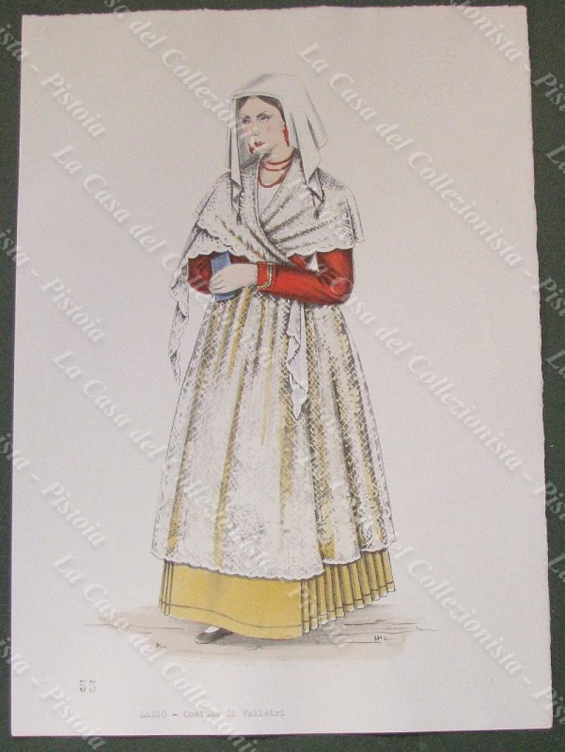 LAZIO. COSTUME DI VELLETRI (Roma). Litografia originale. Gorlich, 1956.